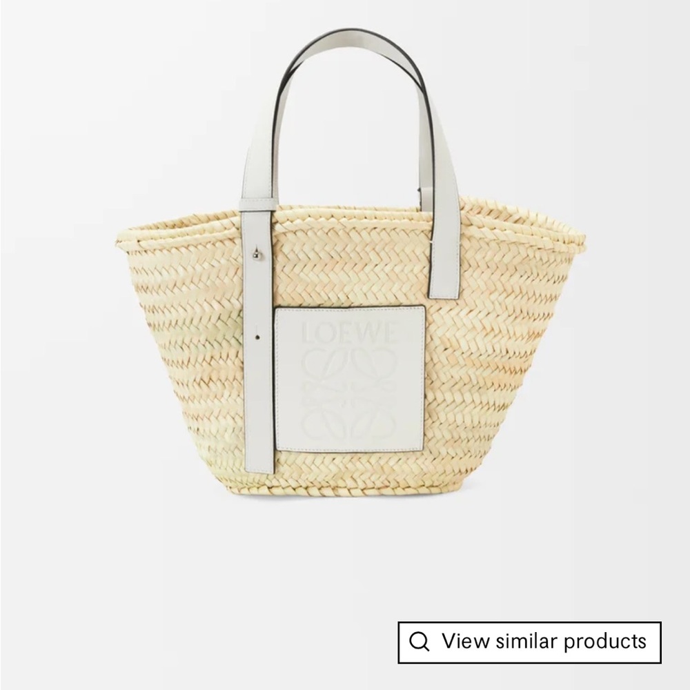 Basket bag in palm leaf and calfskin
